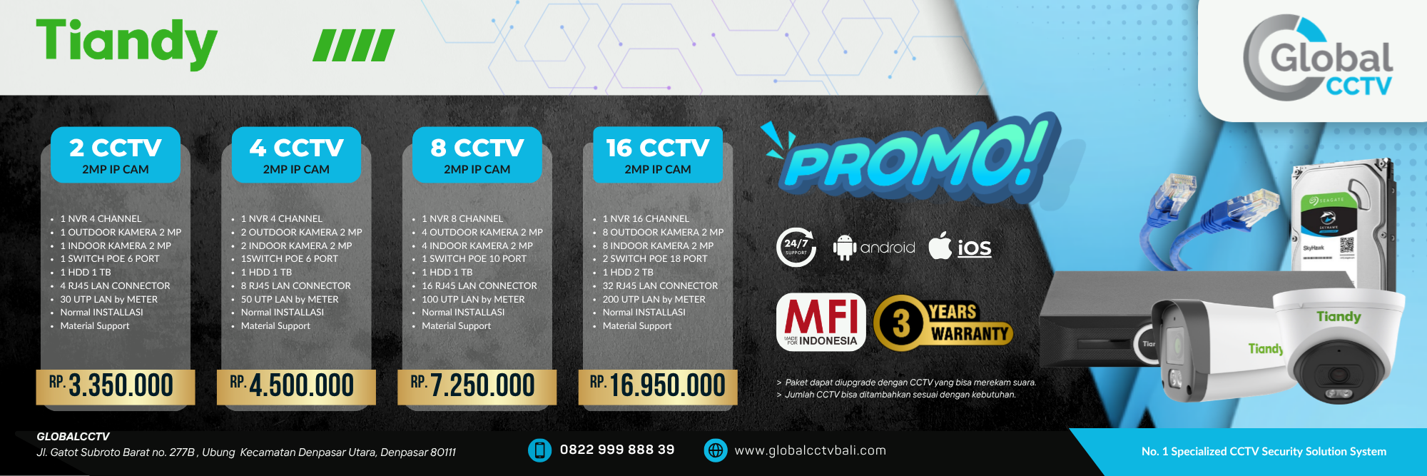 Paket CCTV Tiandy BALI DENPASAR IP CCTV MURAH 2026